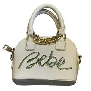Bebe White Dome Gianna mini bag gold accents